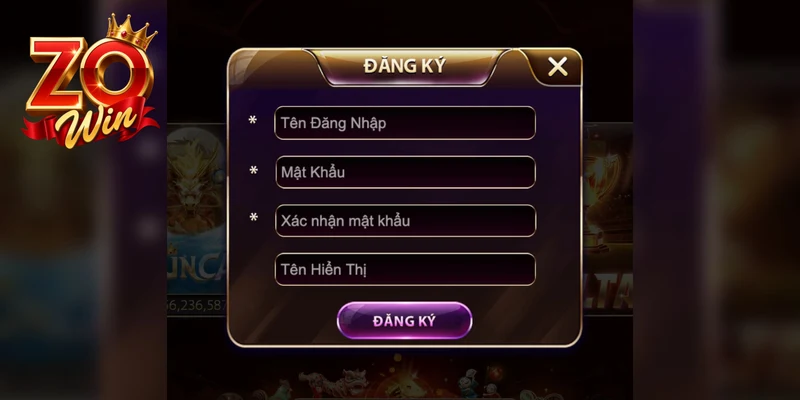 Quy trình tạo tài khoản trên cổng game Zowin diễn ra nhanh chóng