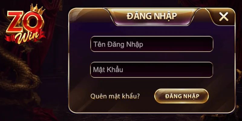 Cửa sổ đăng nhập Zowin trên web chính thức